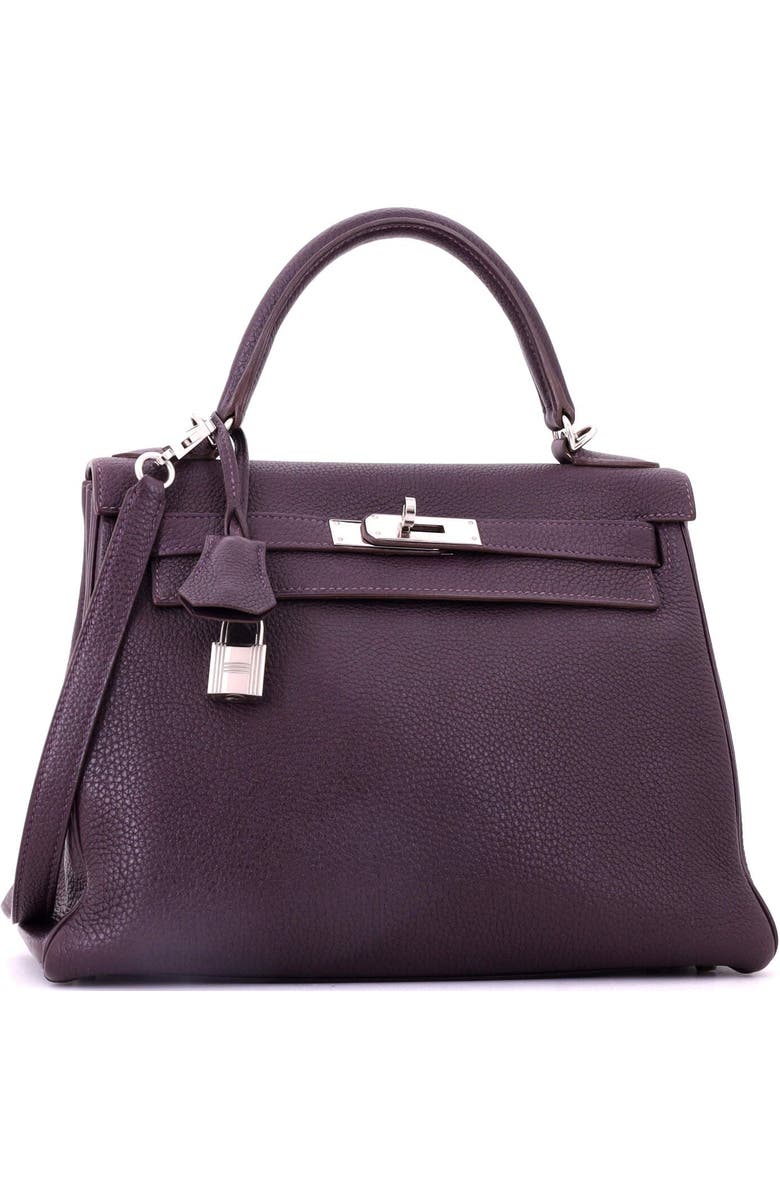 Pre-Owned Hermes Kelly Handbag Purple Togo with Palladium Hardware 28, Alternate, color, Raisin
