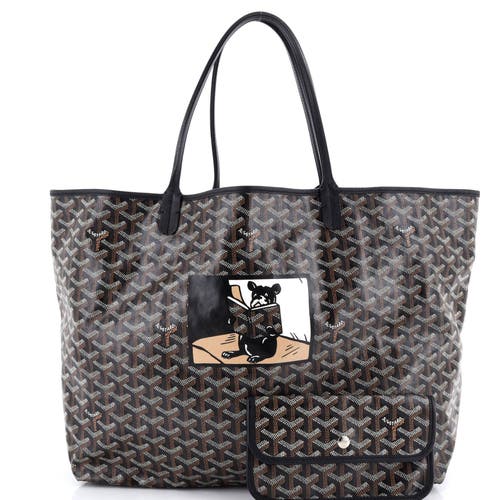 Pre-owned Goyard  Goyard Saint Louis Tote Printed Coated Canvas Gm In Black