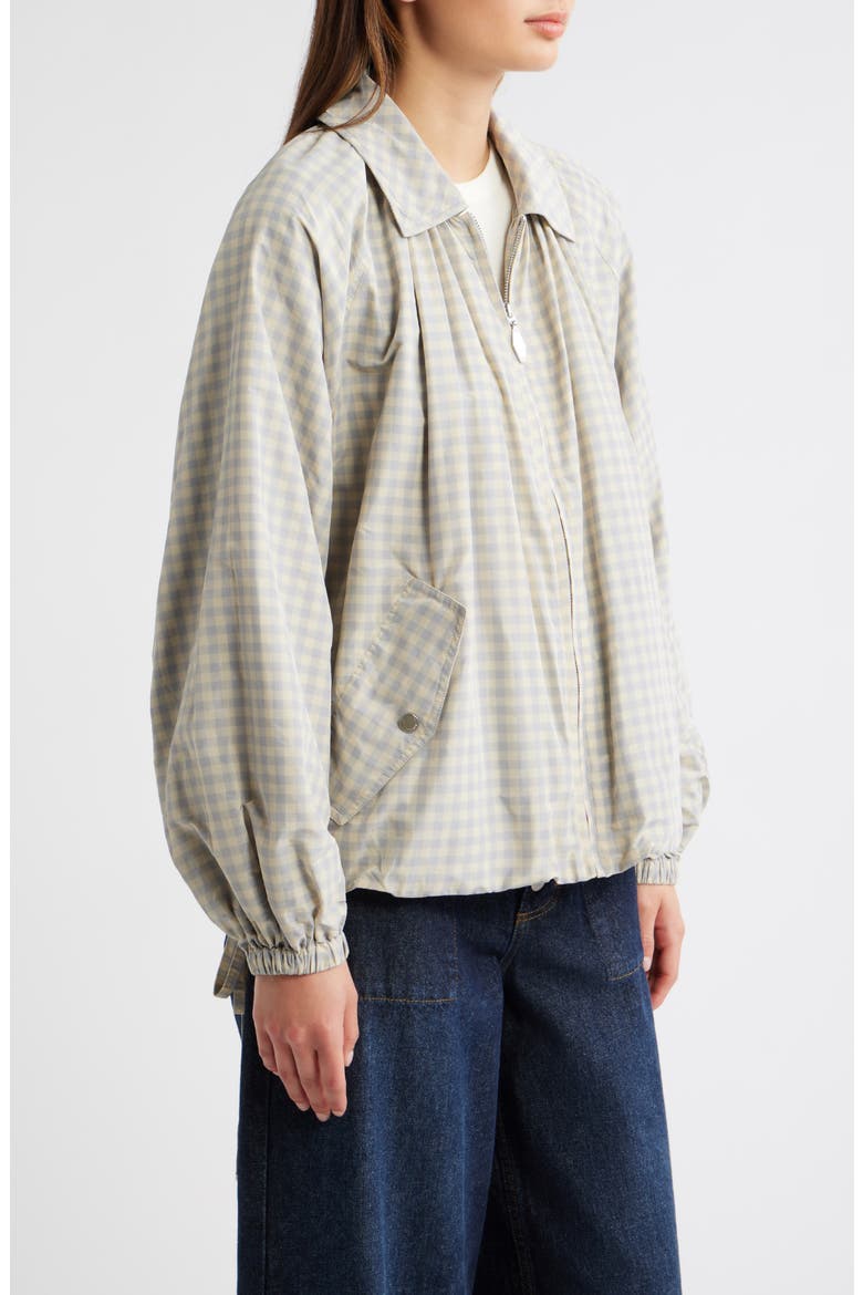 Lailah Gingham Lightweight Bomber Jacket, Alternate, color, GREY