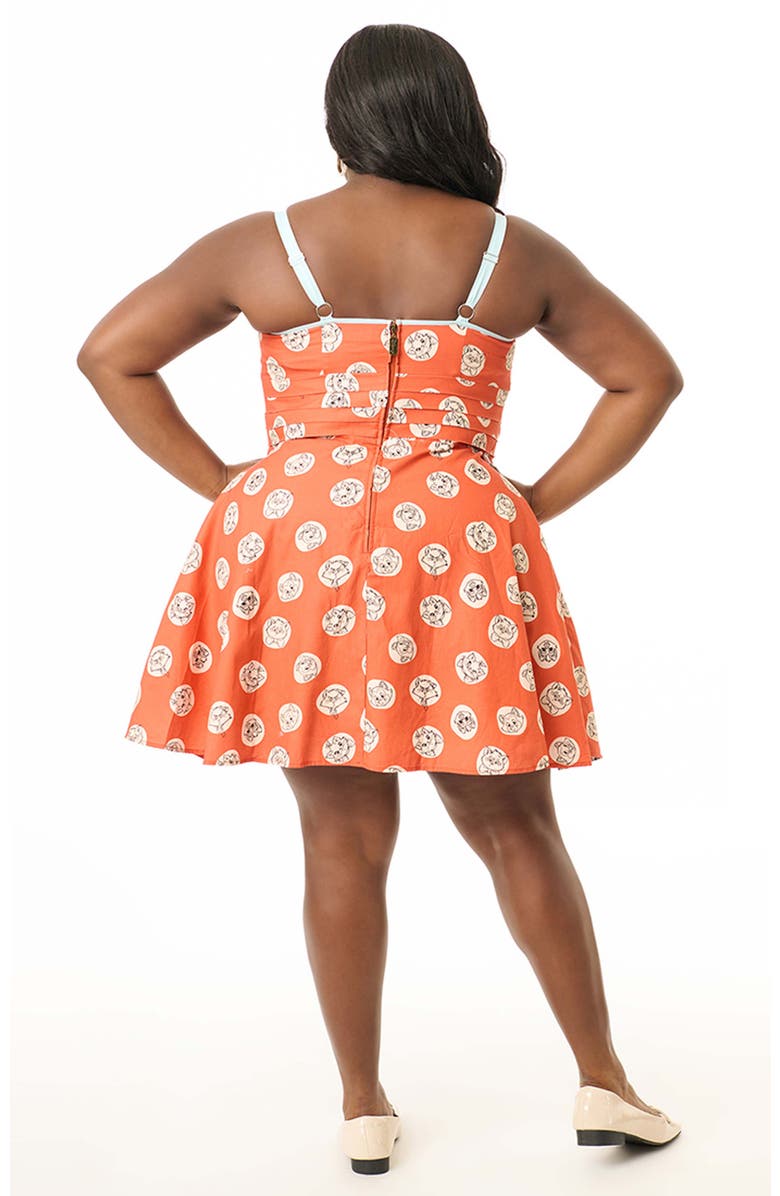 Unique Vintage Plus Size 1950s Sleeveless Cotton Flare Dress, Alternate, color, Orange Disney Cats