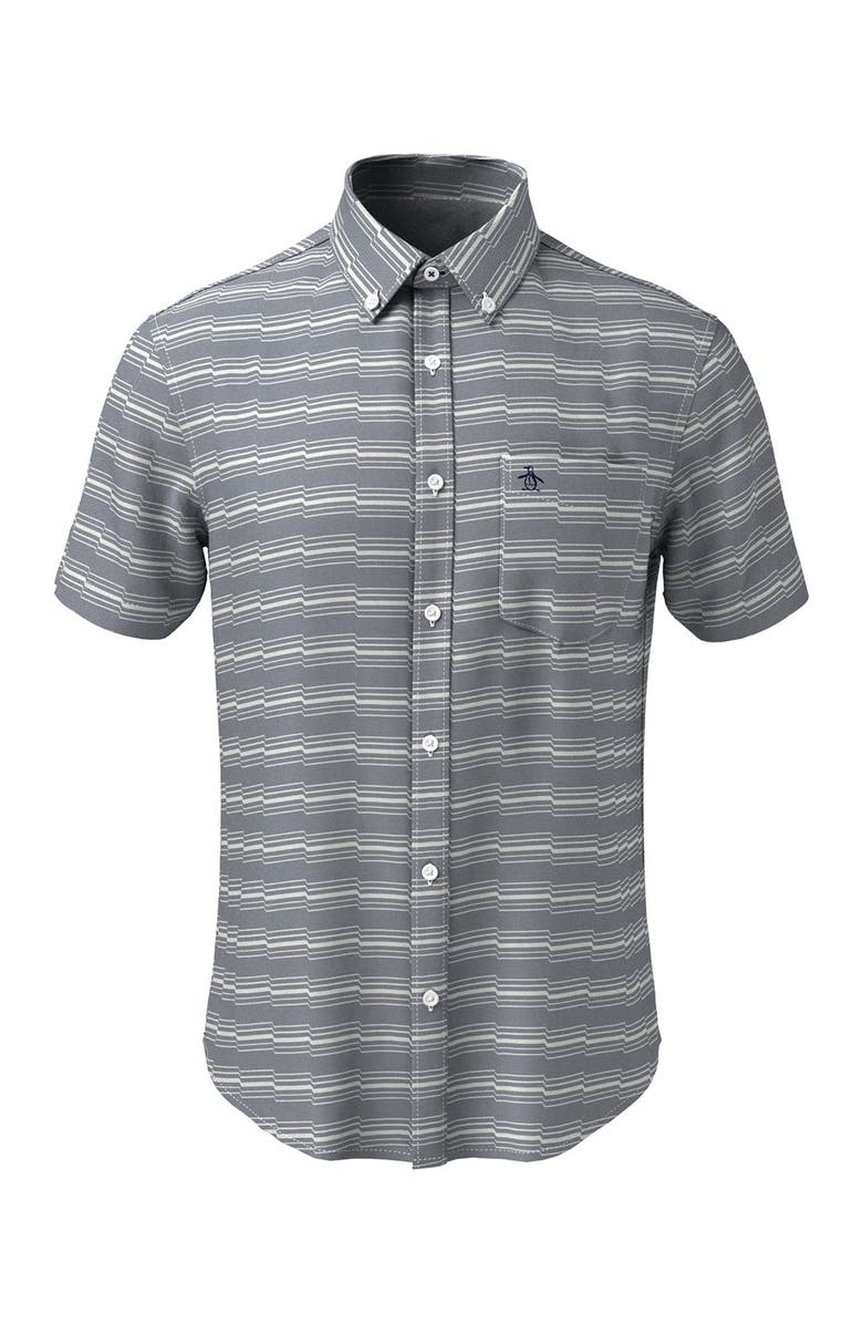 Original Penguin Zig-Zag Stripe Short Sleeve Heritage Fit Shirt, Main, color, 