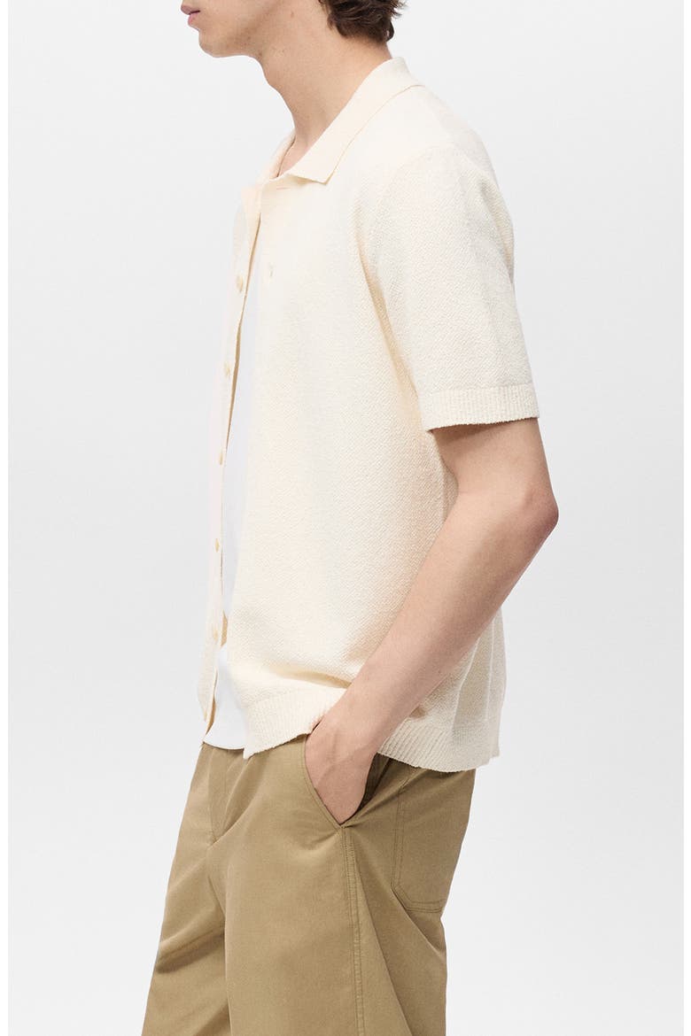 Short Sleeve Knit Button-Up Shirt, Alternate, color, IVORY WHITE