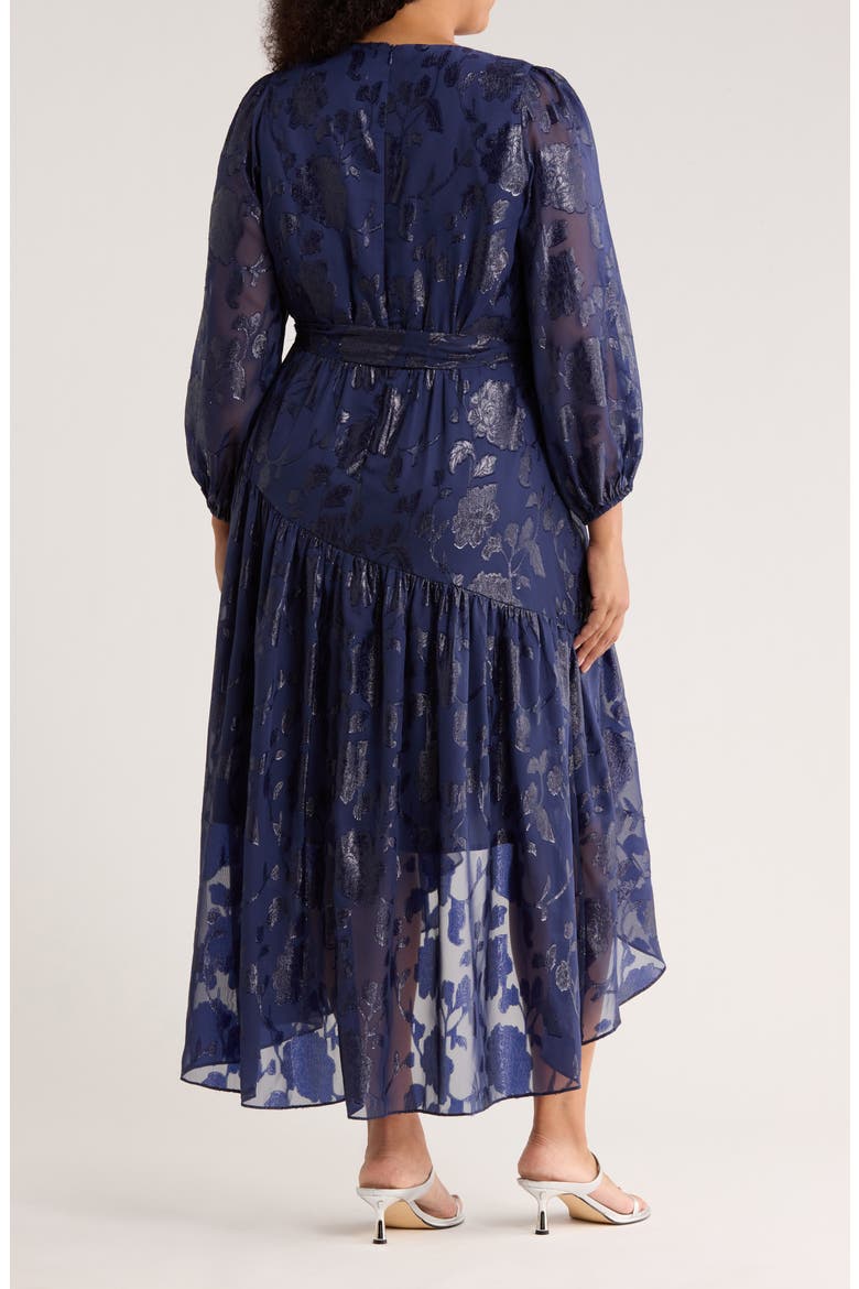 Metallic Long Sleeve High-Low Wrap Dress, Alternate, color, DISTANT MOUNTAIN