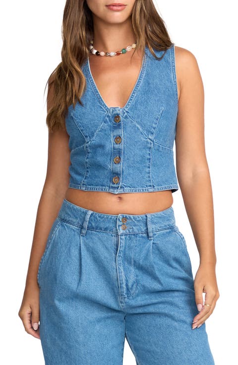 Indigo Skies Crop Cotton Denim Vest