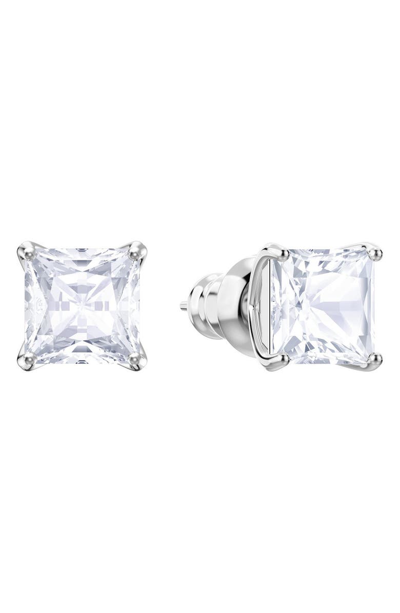 Swarovski Stilla Swarovski Princess Stud Earrings, Alternate, color, Silver / Clear Crystal