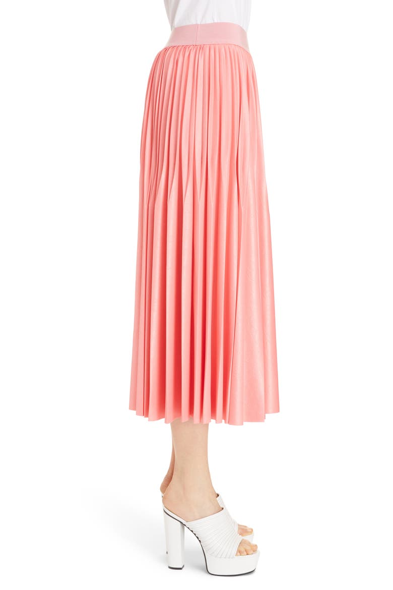Logo Waist Pleated Midi Skirt, Alternate, color, FLAMINGO