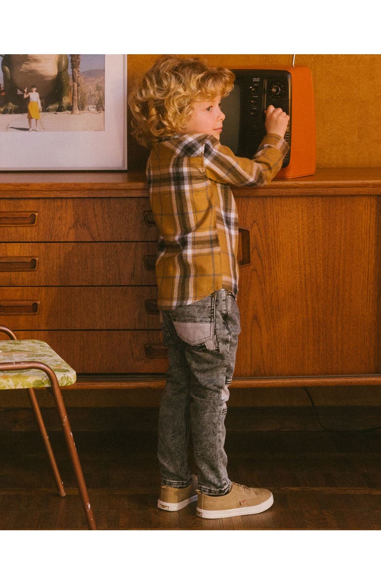 Deux par Deux Boy's French Terry Black Denim Pants With Contrasting Patch, Alternate, color,