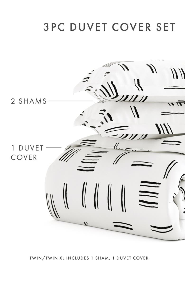 HOMESPUN Premium Ultra Soft Geo Dash 3-Piece Duvet Cover Set, Alternate, color, Gray