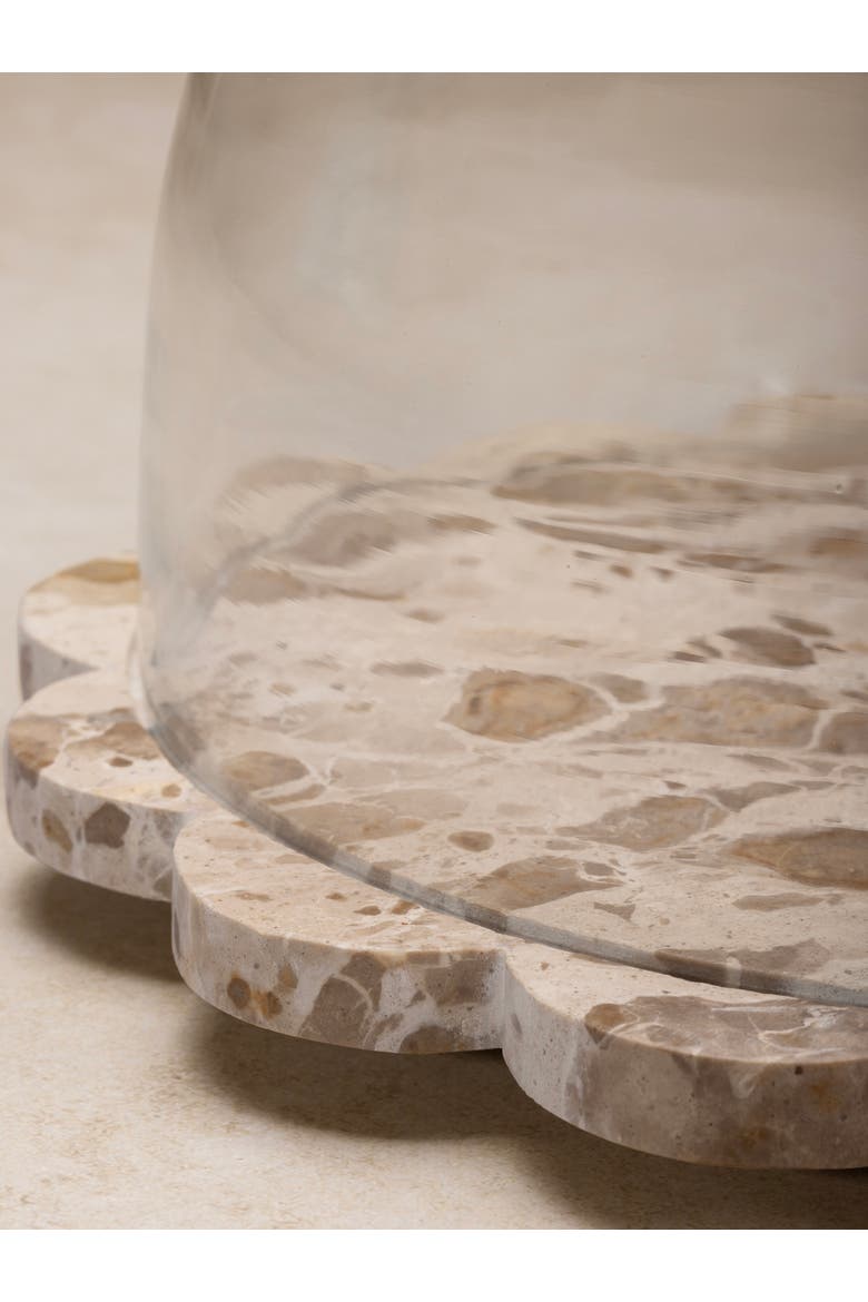 Viola Brown Onyx Serving Board with Cloche, Alternate, color, Brown