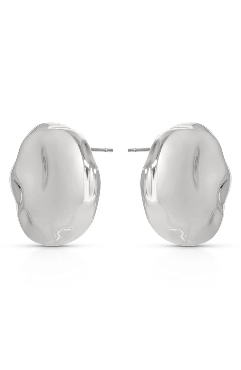 Ettika Molten Spheres Large Stud Earrings, Alternate, color, Silver