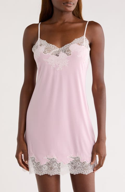 Enchant Lace Trim Satin Chemise