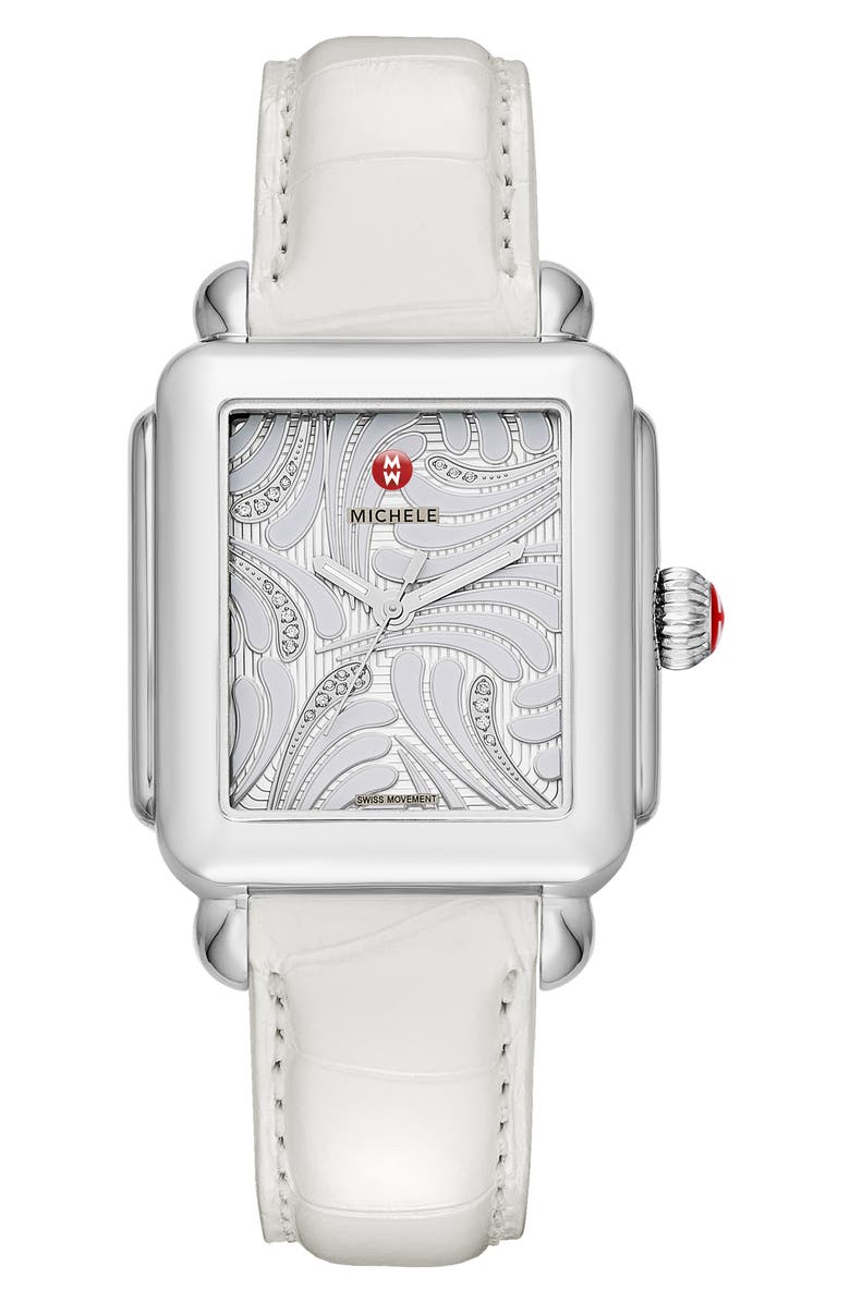 MICHELE Deco Diamond Diamond Dial Watch Head, 33mm x 35mm, Main, color,