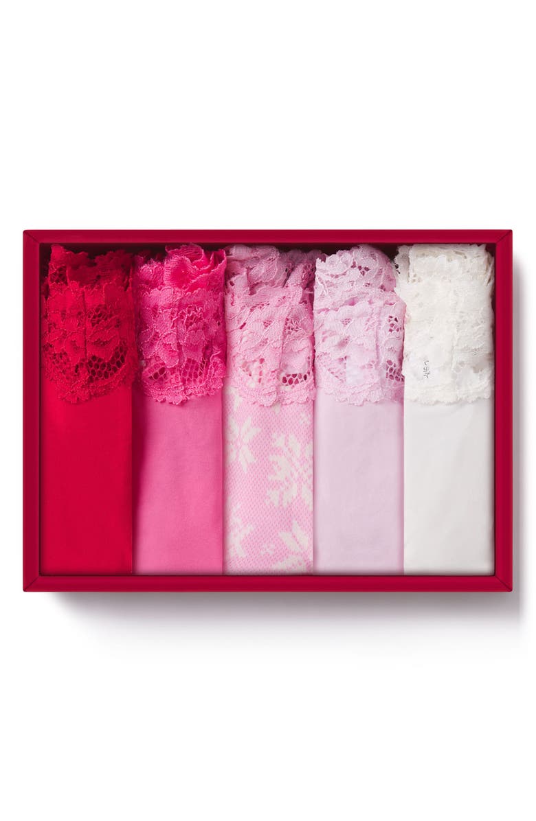 SKIMS Assorted 5-Pack Fits Everybody Lace Dipped Thongs, Alternate, color, 