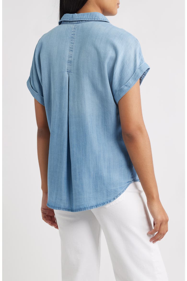 Washed Chambray Short Sleeve Button-Up Shirt, Alternate, color, WORN BLUE WASH
