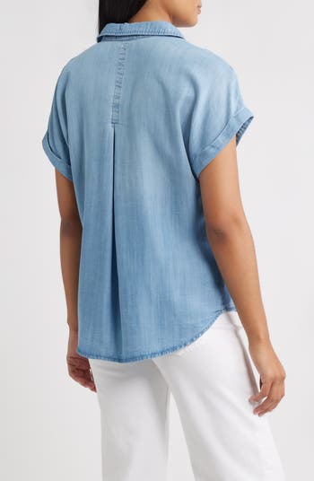 Washed Chambray Short Sleeve Button-Up Shirt