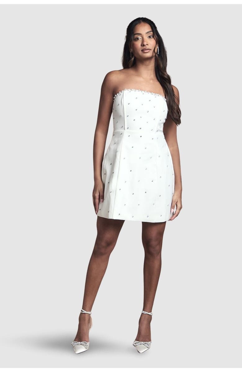 Coast Hotfix Diamante Bridal Mini Dress, Main, color, Ivory