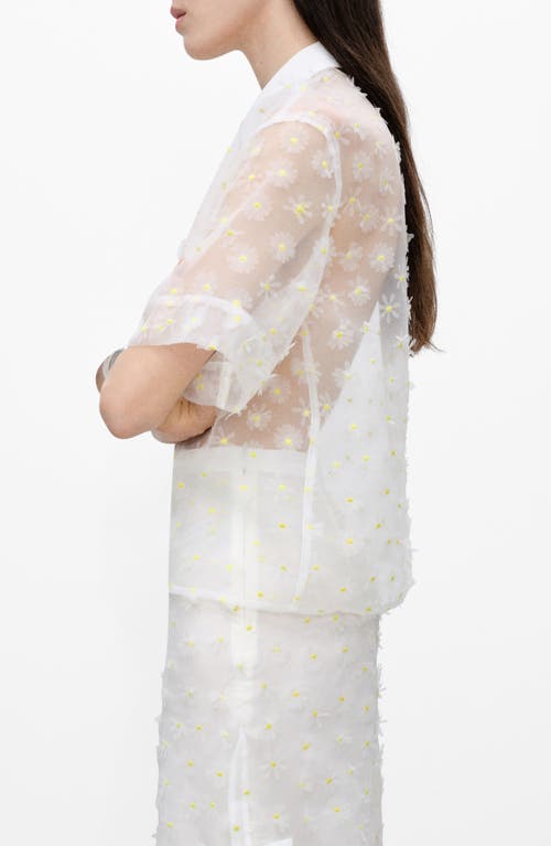 Mango Dacy Floral Embroidered Shirt In White