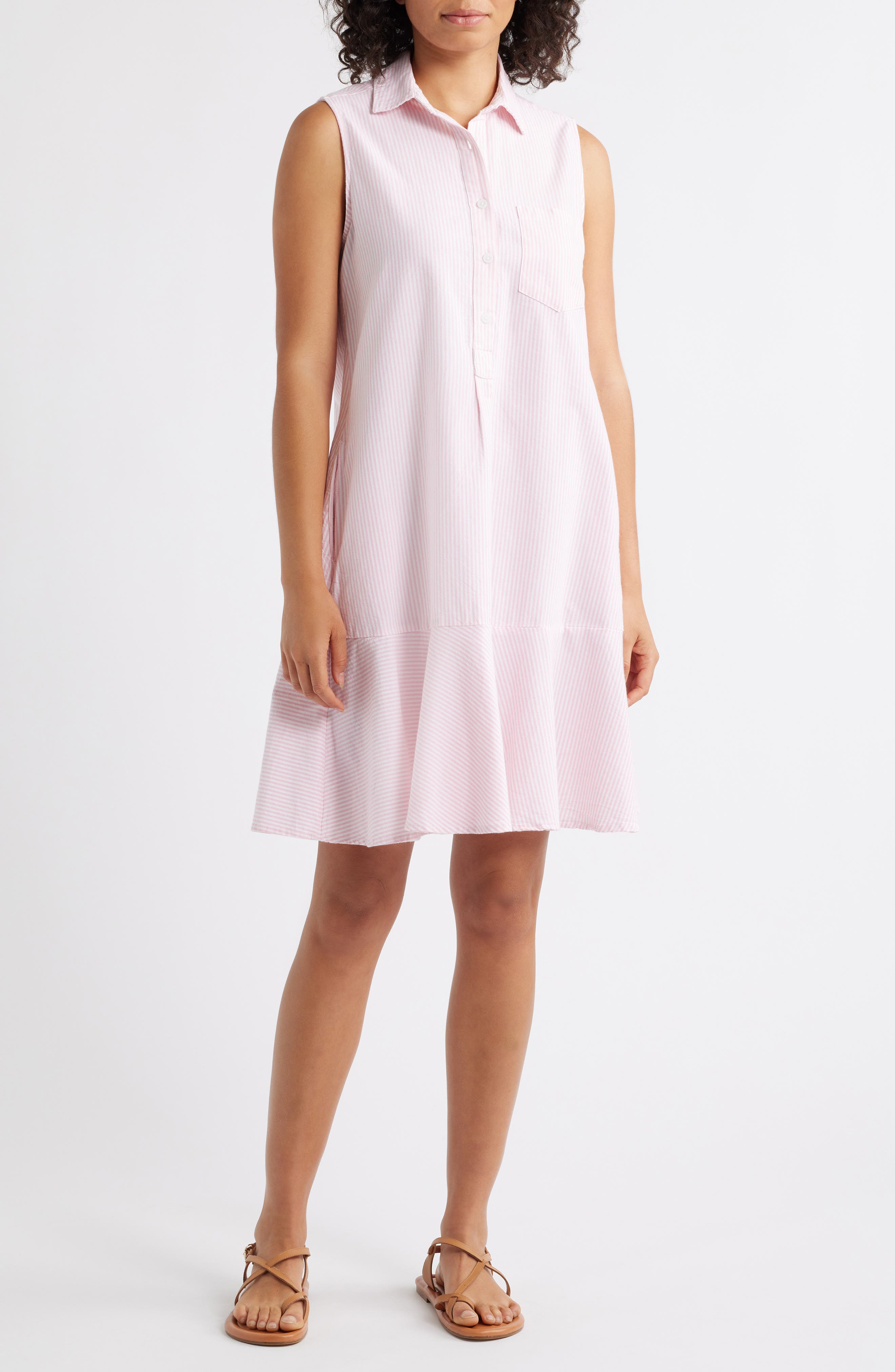 Marina Stripe Sleeveless Cotton Shirtdress