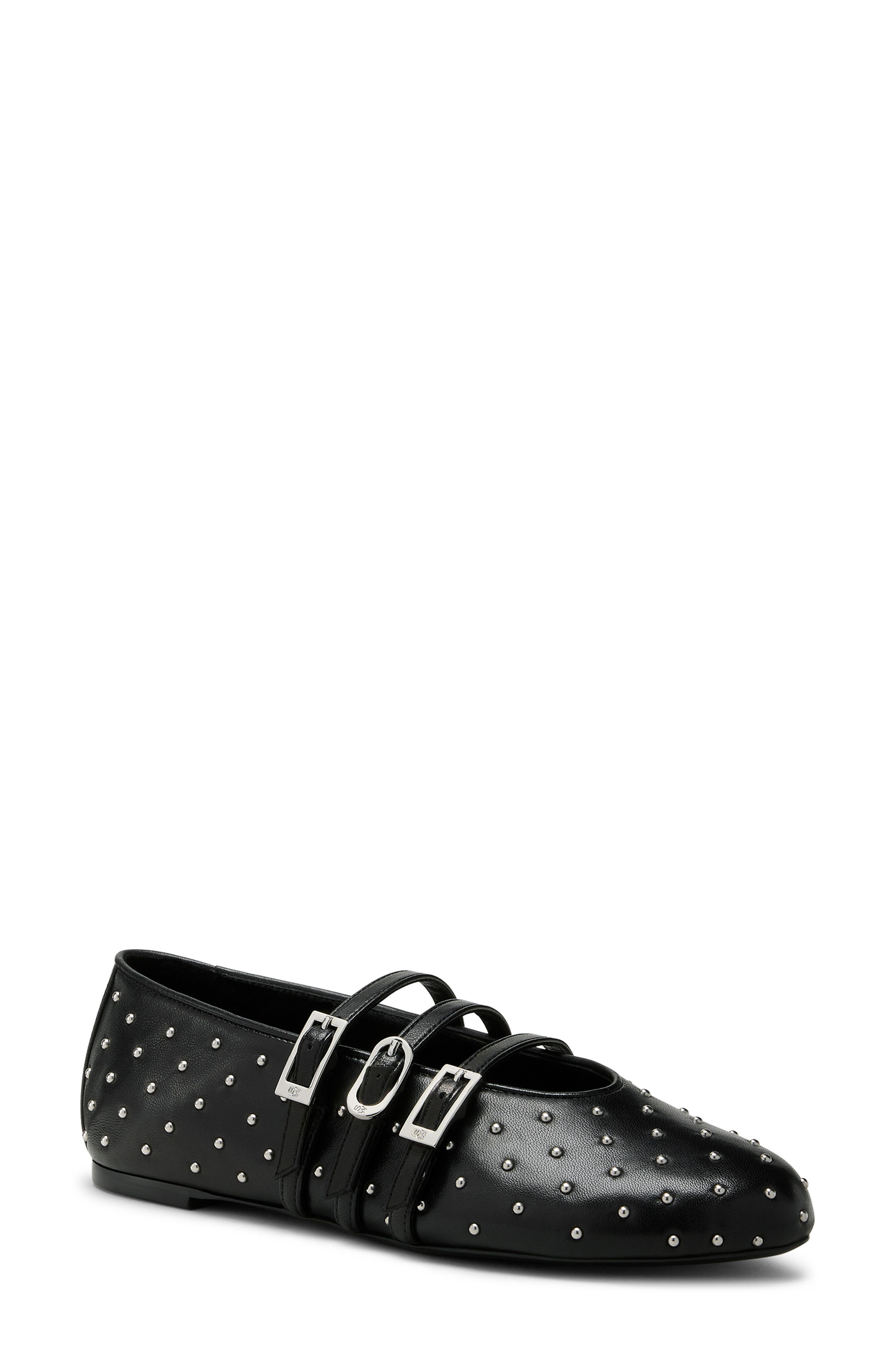 Stuart Weitzman Sostud Mary Jane Ballet Flat, Main, color, Black