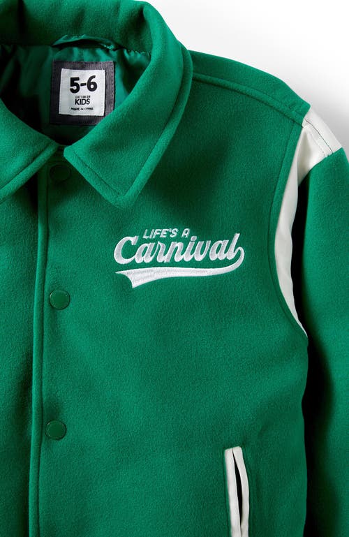 Cotton On Kids Kid's Caleb Coaches Bomber Jacket In Green