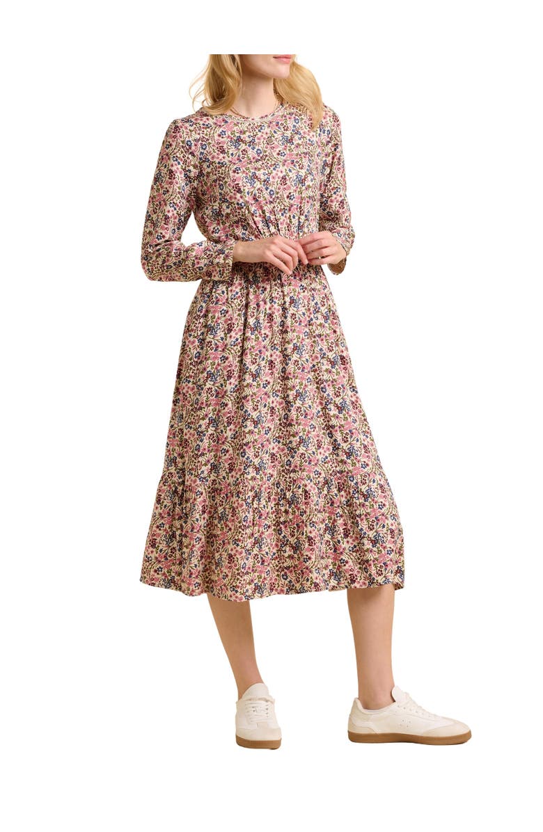 Brakeburn Abloom Long Sleeve Floral Midi Dress, Alternate, color, Cream