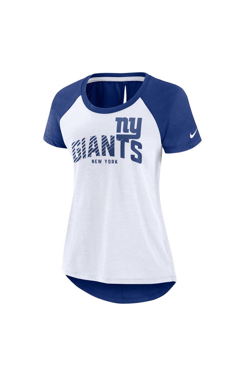 Nike Women's Nike White/Heather Scarlet New York Giants Back Slit Lightweight Fashion T-Shirt, Alternate, color, White