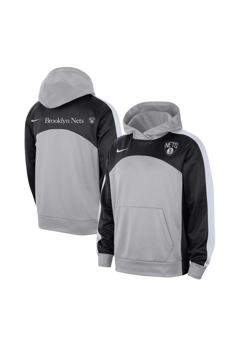 Men's Nike Silver/Black Brooklyn Nets Authentic Starting Five Force Performance Pullover Hoodie, Alternate, color, Silver
