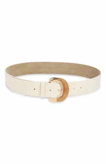 NORDSTROM RACK Rattan Buckle Faux Suede Belt