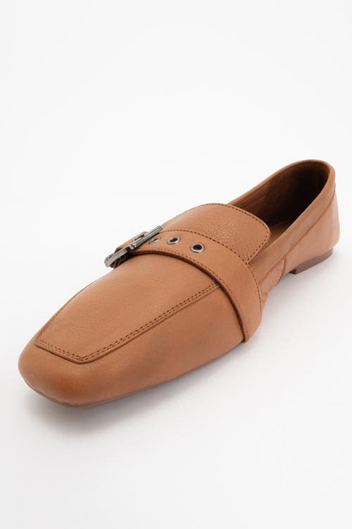 Forever & Always Shoes Noir Leather Flat Loafers In Cognac Brown Leather