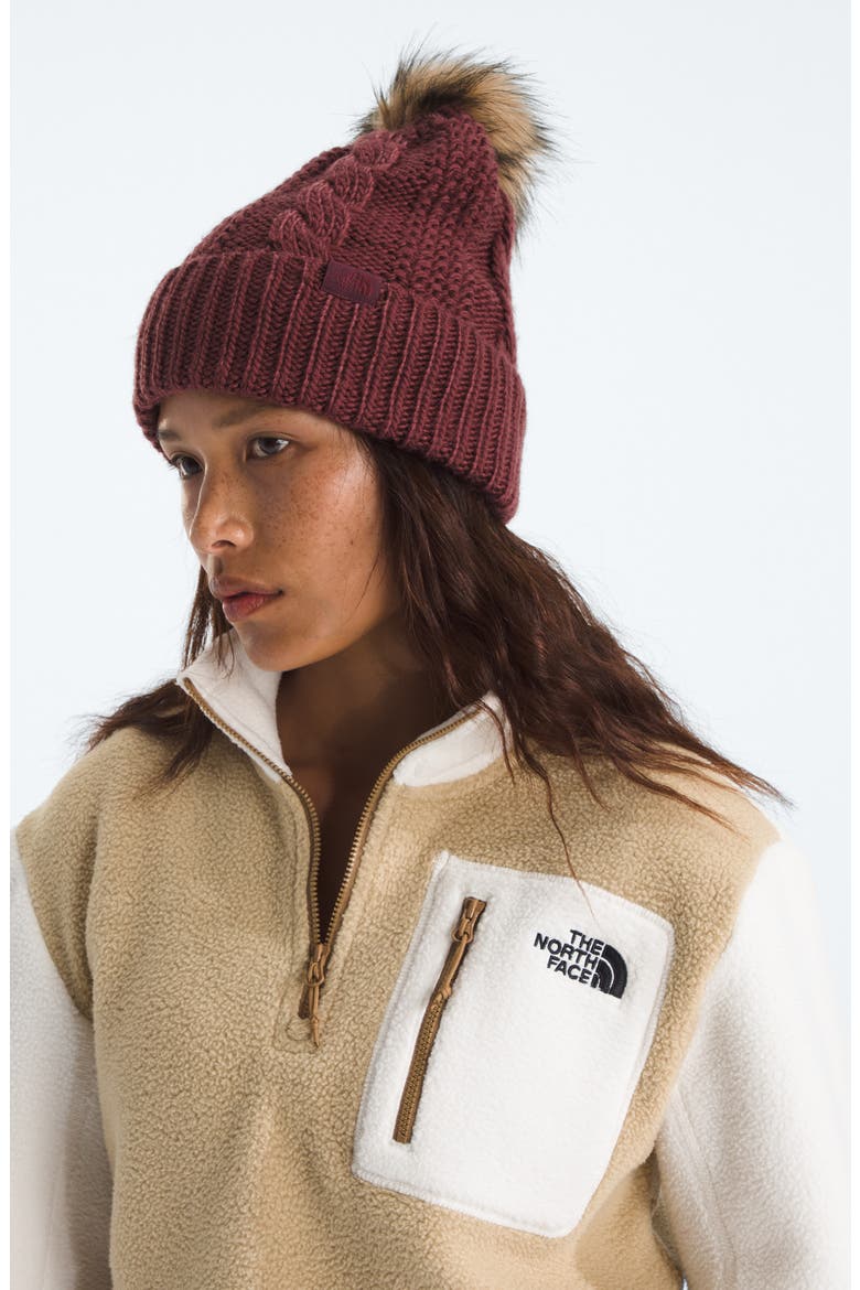 Oh Mega Faux Fur Pompom Beanie, Alternate, color, SUMAC