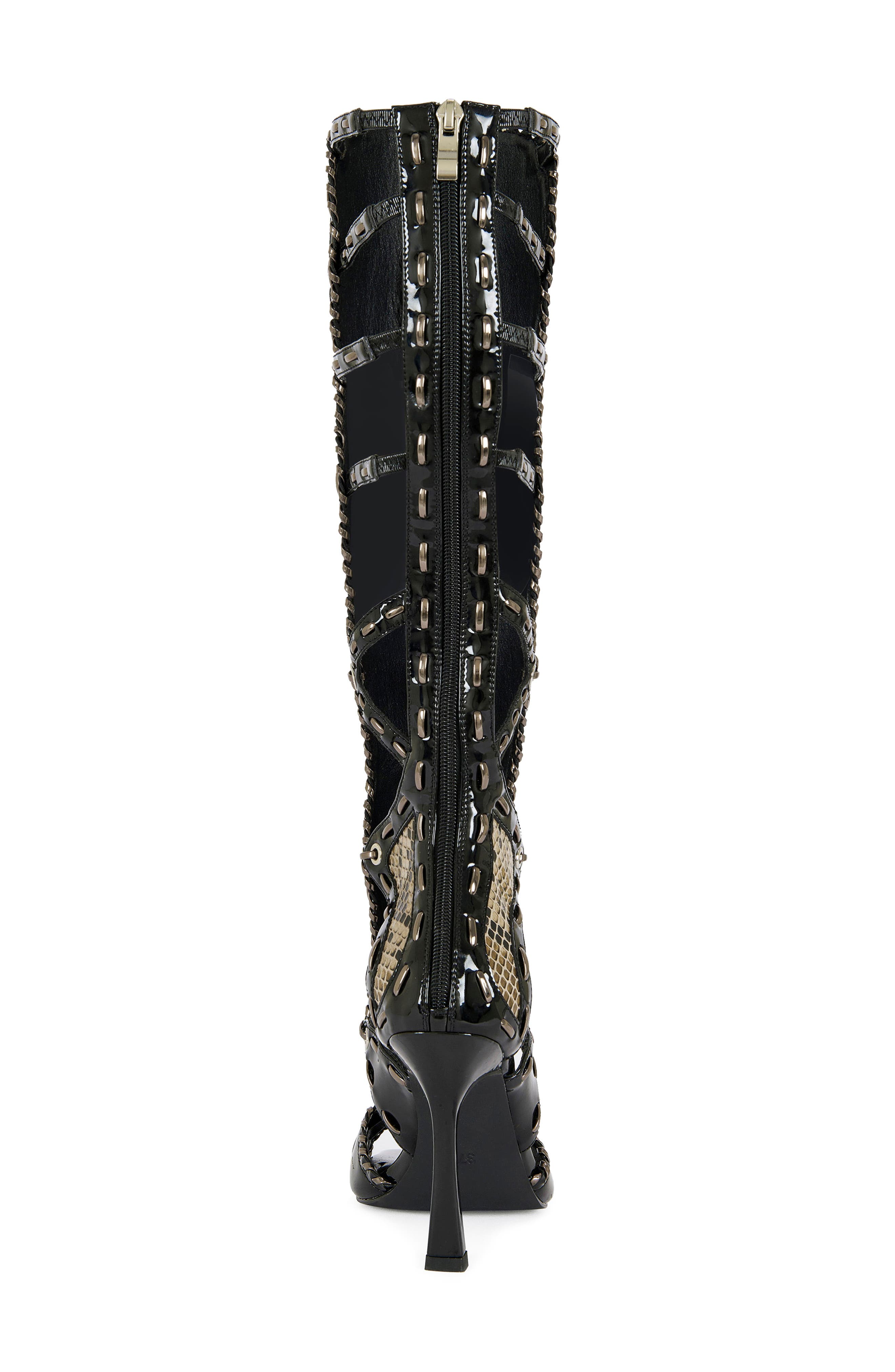 AZALEA WANG Indrani Snake Gladiator Boot, Alternate, color, Black