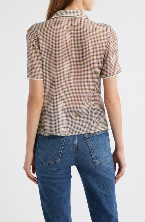 Frame The Houndstooth Silk Short Sleeve Button-up Shirt In Multi