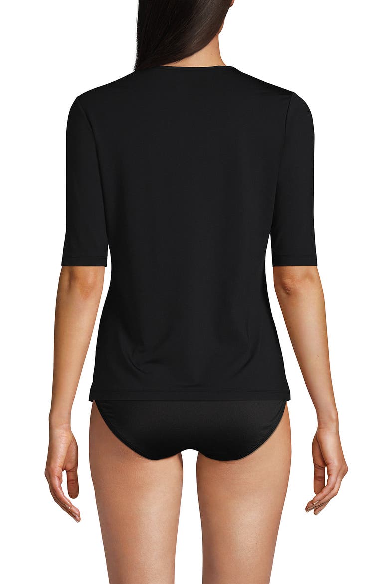 SunShade UPF 50 Elbow Sleeve Rash Guard Swim Tee, Alternate, color, Black