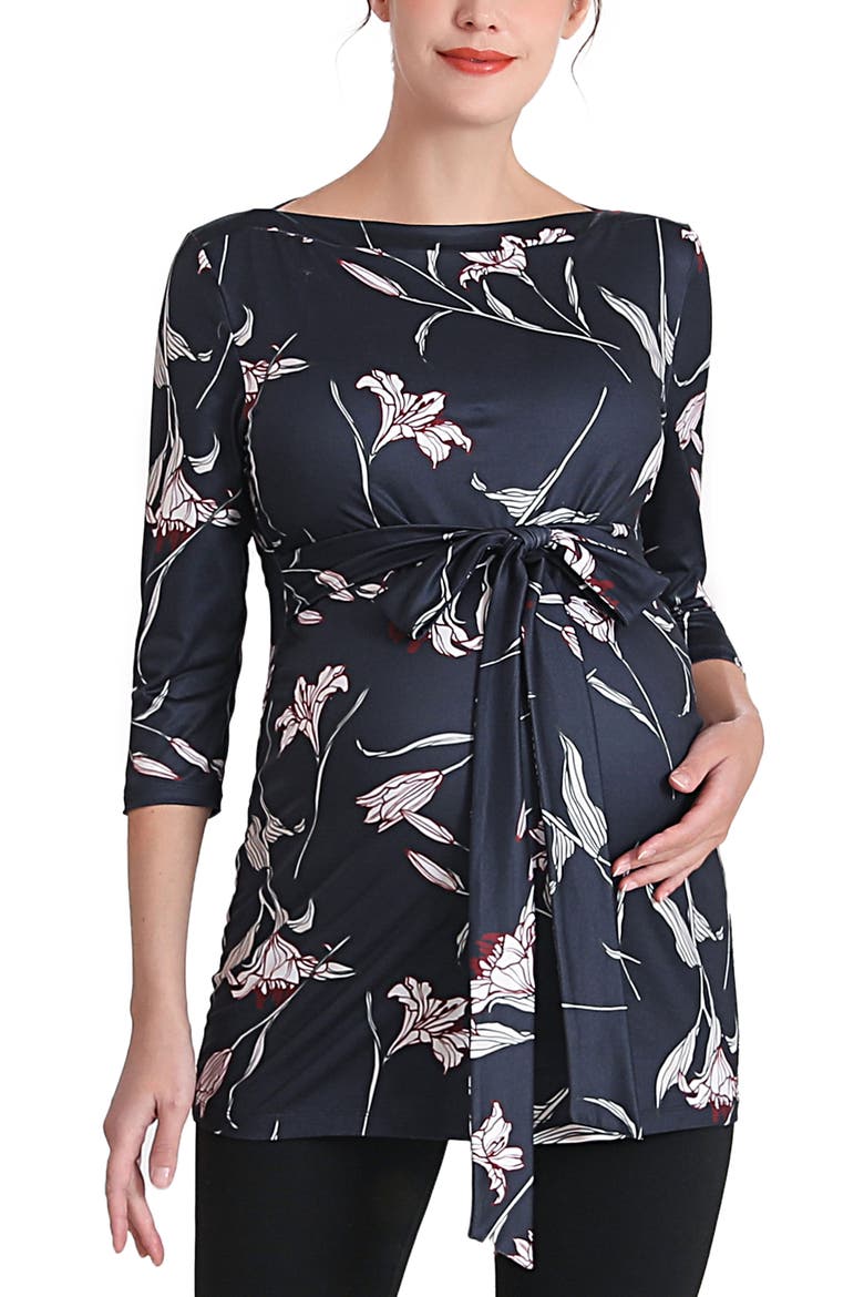 Aaira Boat Neck Maternity Top, Main, color, Navy