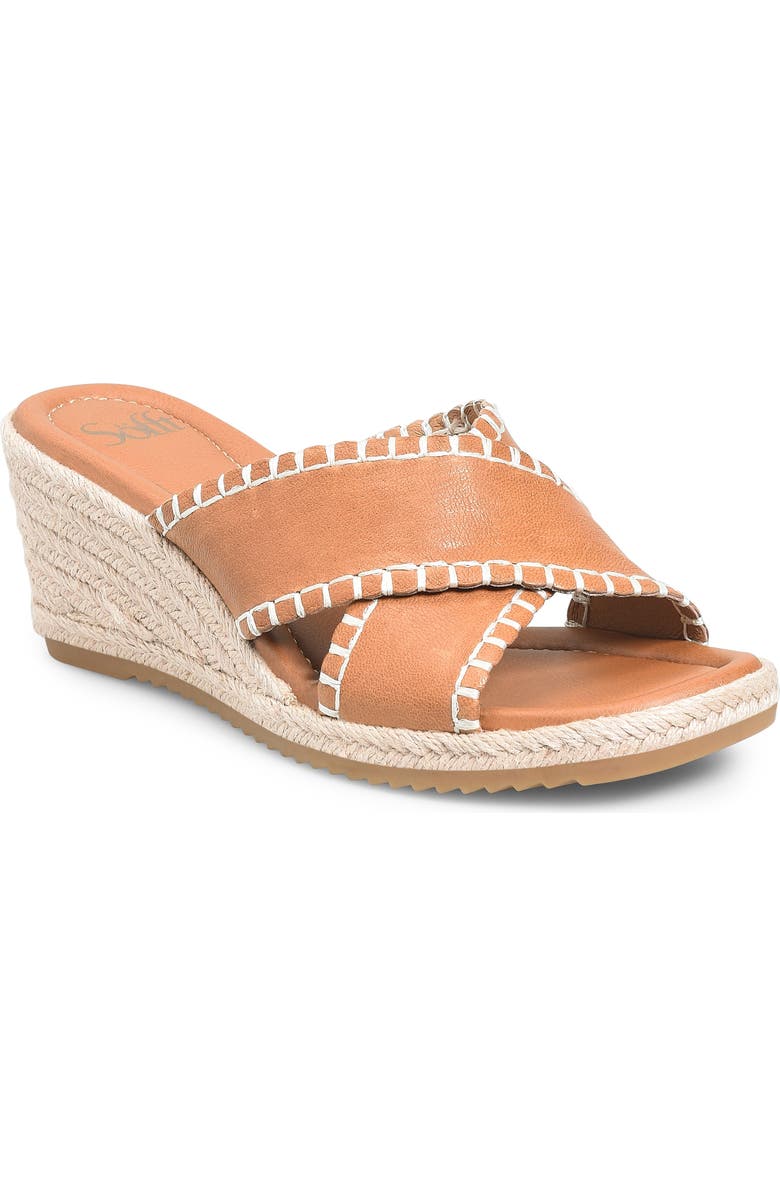 Söfft Indie Espadrille Platform Wedge Slide Sandal, Main, color, Luggage