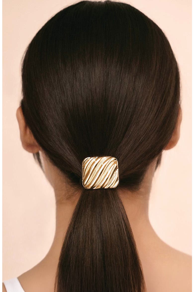 Shiny Square Ponytail Holder, Alternate, color, GOLD
