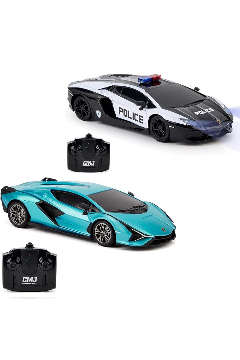 Lamborghini Twin Pack Sian and Aventador Police Remote Controlled Cars, Main, color, Multicolored