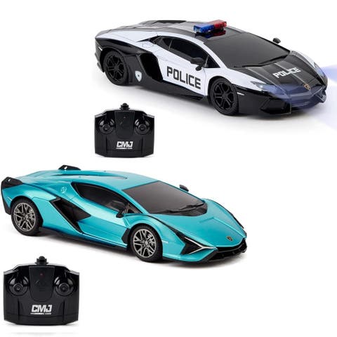 Lamborghini Twin Pack Sian and Aventador Police Remote Controlled Cars