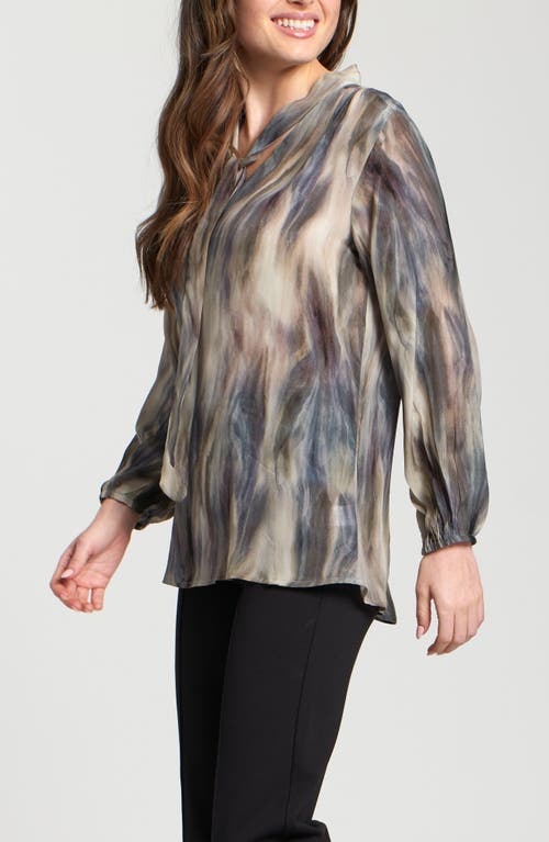 Apny Print Tassel Tie Neck Top In Multi