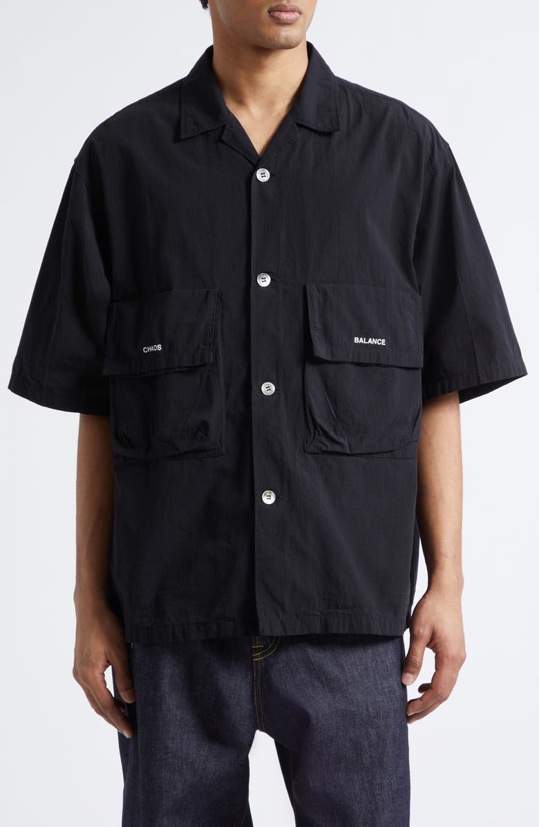 Undercover Oversize Cotton Utility Shirt, Main, color, Black