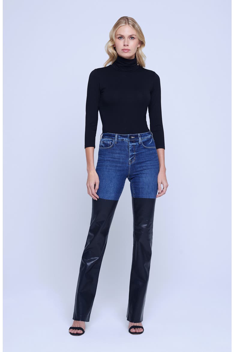Ruth Mixed Media Coated Straight Leg Jeans, Alternate, color, MAGNOLIA/ BLACK COATED