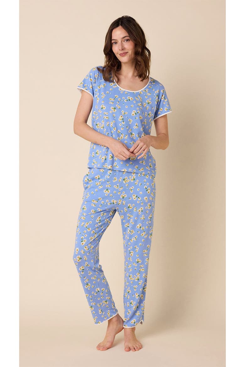 Pima Knit Short Sleeved Simple Set Floral, Main, color, Marguerite