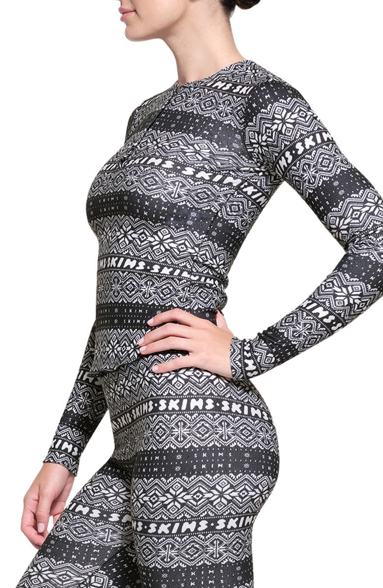 SKIMS Logo Plush Pointelle Henley, Alternate, color,