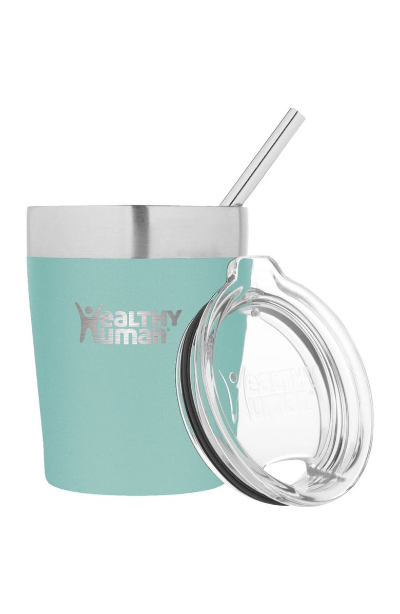 Healthy Human Stainless Steel Tumbler with Straw Splash, Main, color, Green