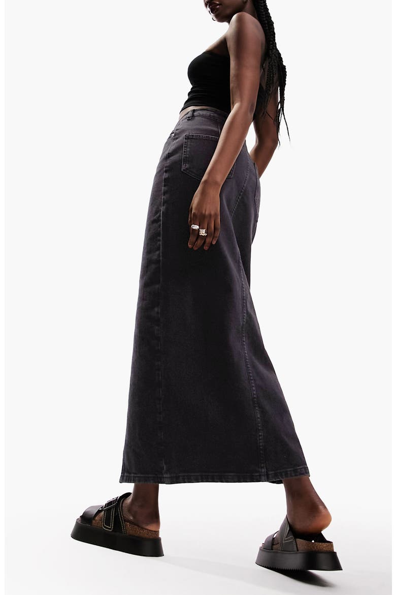 Denim Midi Skirt, Alternate, color, BLACK