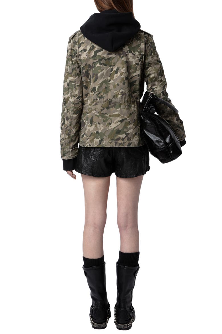 Krisa Cotton Canvas Camo Jacket, Alternate, color, GRASS