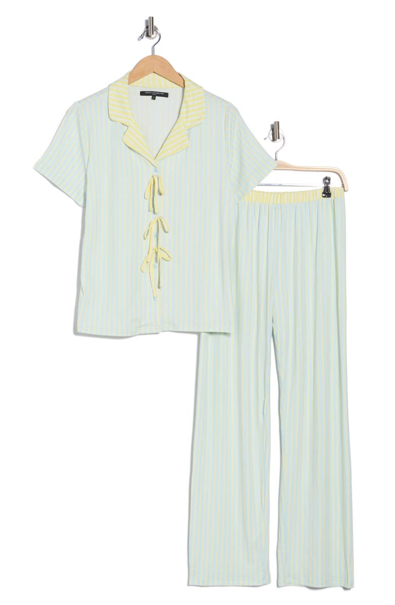 French Connection Striped Notch Collar Pajamas, Alternate, color, Salt Water