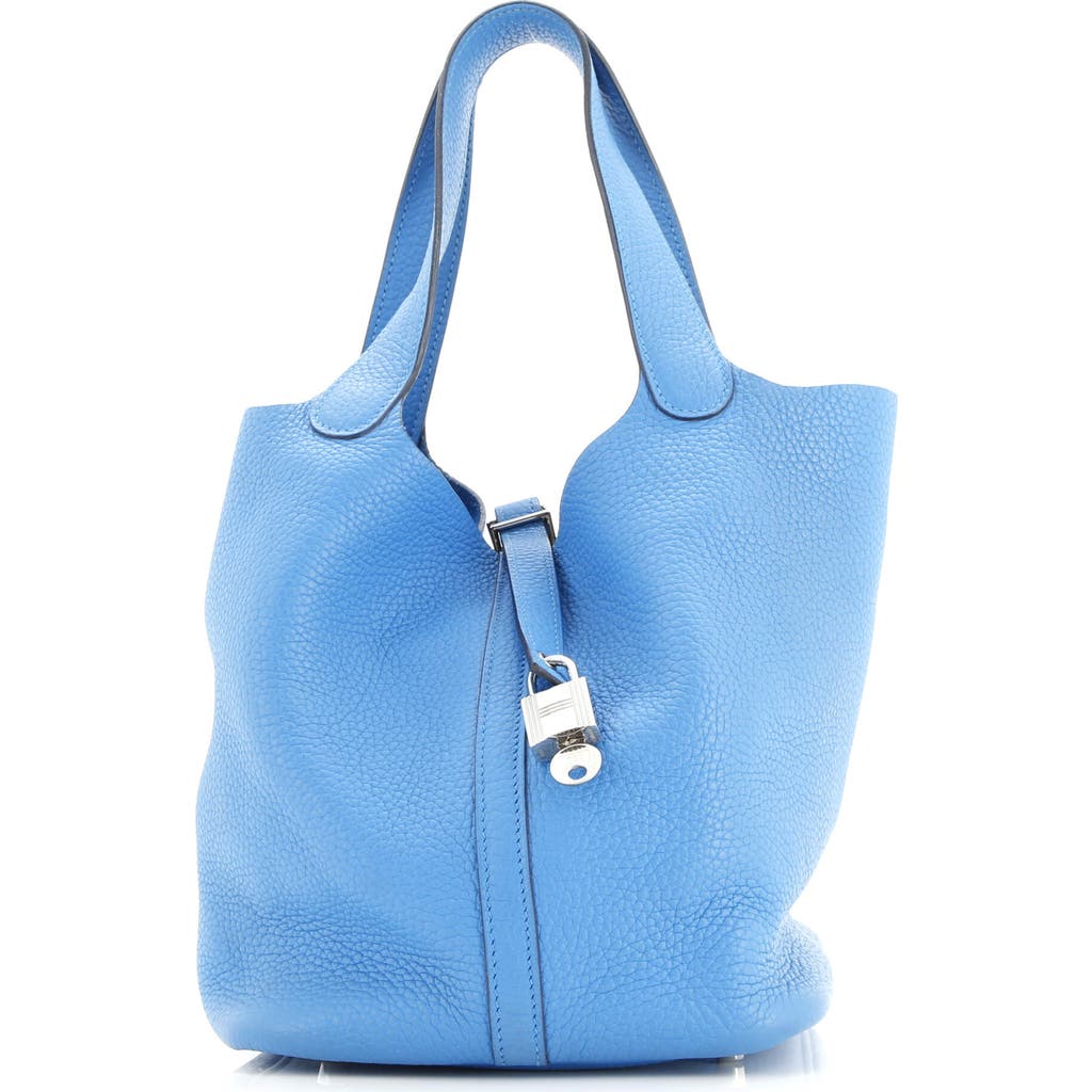 Pre-owned Hermes Hermes Picotin Lock Bag Clemence Mm In Blue
