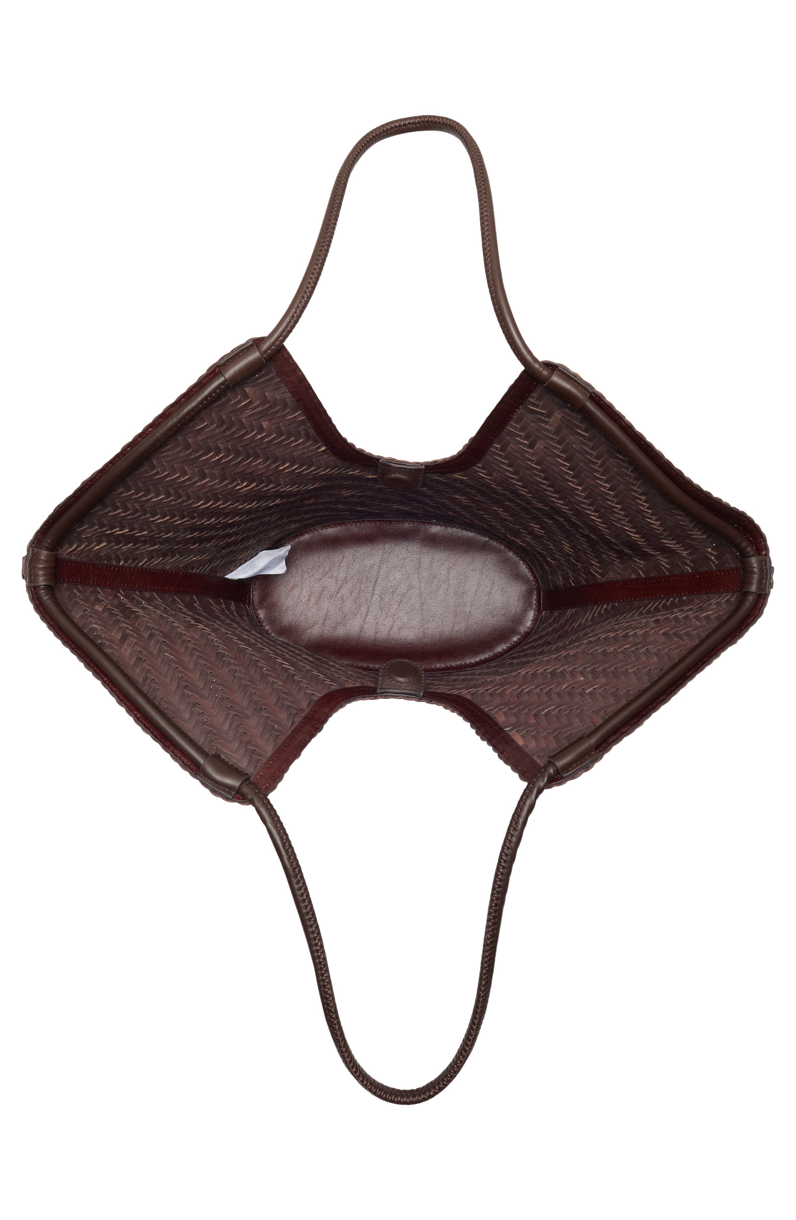 Lynn Woven Leather Tote, Alternate, color, BROWN