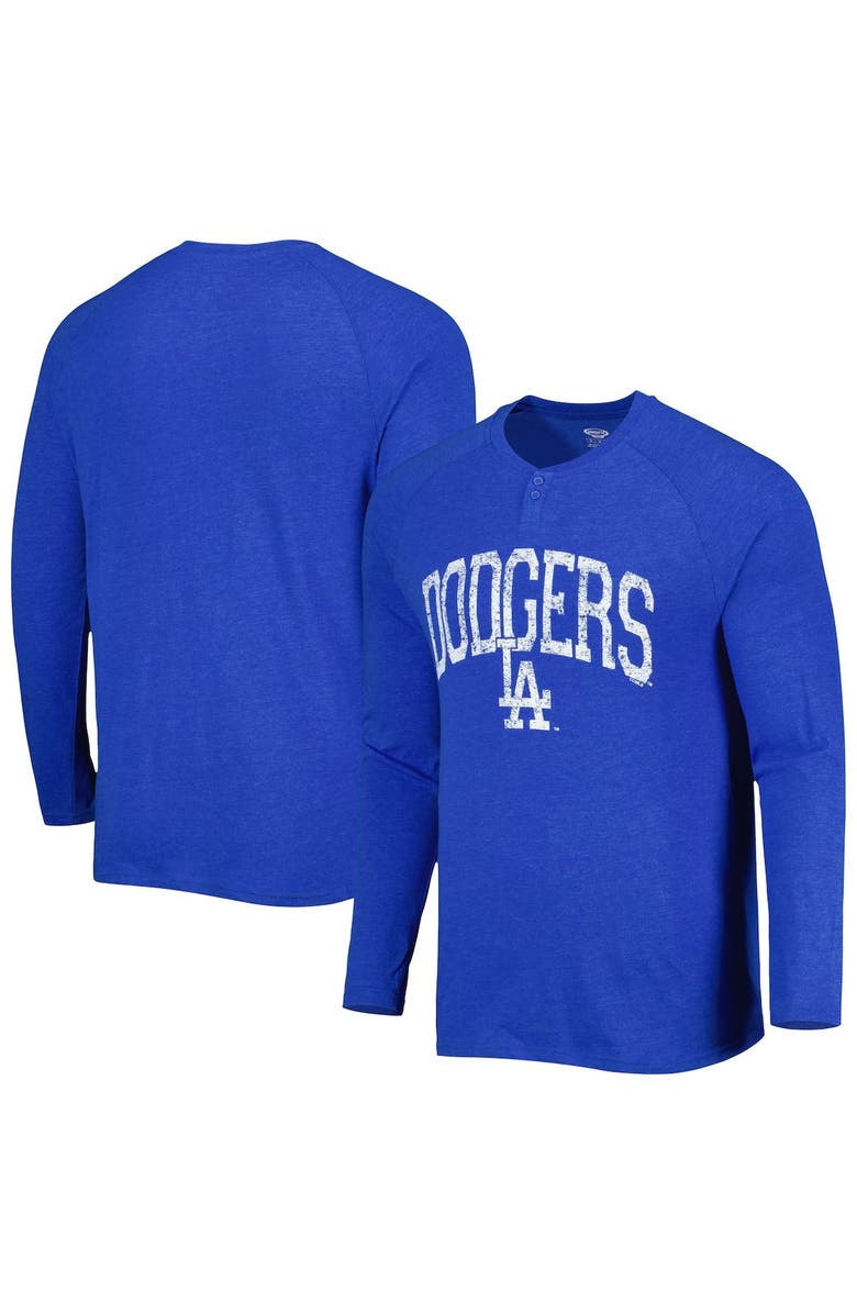 CONCEPTS SPORT Men's Concepts Sport Royal Los Angeles Dodgers Inertia Raglan Long Sleeve Henley T-Shirt, Main, color, 